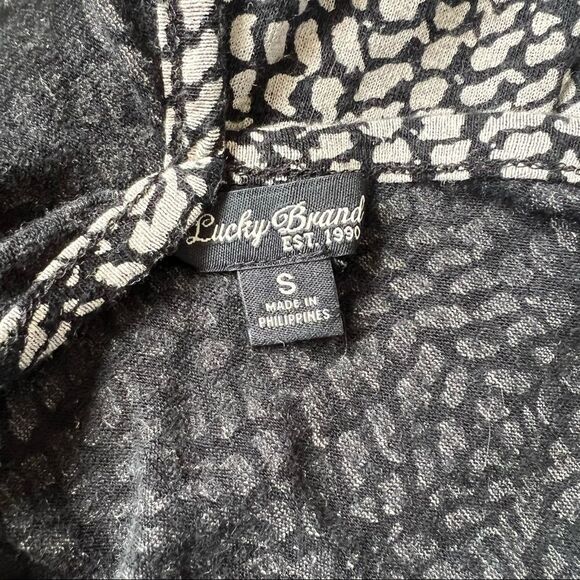 LUCKY Brand Linen Black & Beige Patterned Tassel Drawstring A-Line Dress - Picture 10 of 10